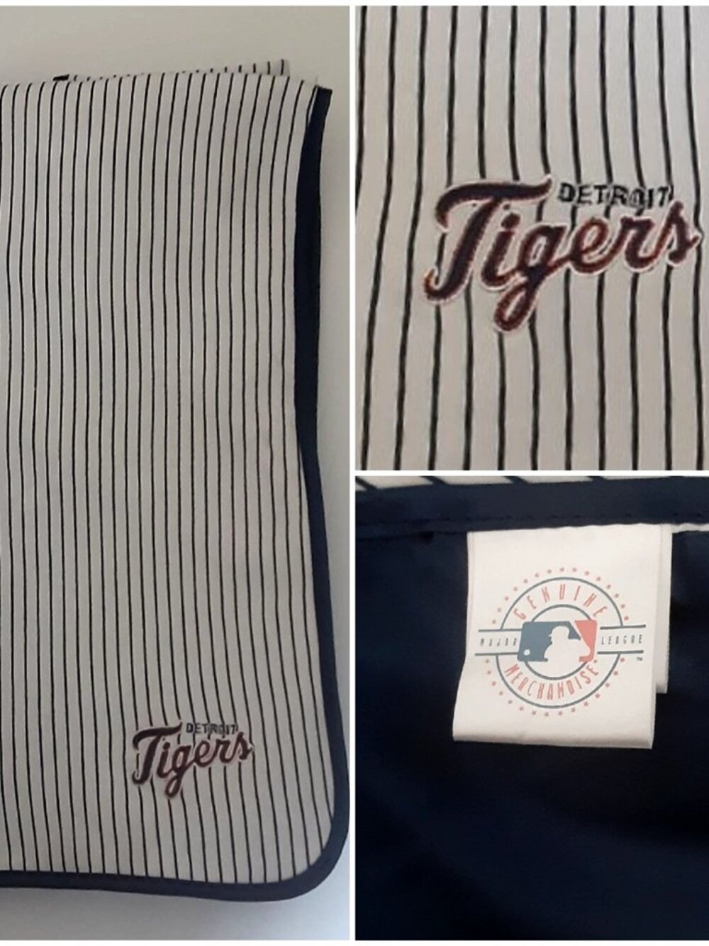 MLB Detroit Tigers Baby BLANKET Satin Pinstripe Receiving 30" x 40" TEAM LOGO